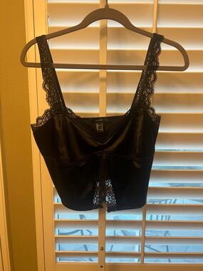 Forever 21 Black Lace-Trim Satin Camisole